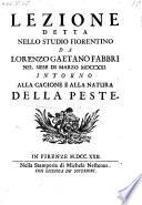 Lezione ... intorno alla cagione e alla natura della peste