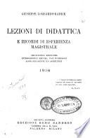 Lezioni di didattica e ricordi di esperienza magistrale