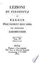 Lezioni di filosofia, o saggio sulle facolta dell'anima