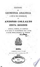 Lezioni di geometria analitica a due e tre coordinate