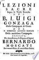 Lezioni sacre sopra le virtu eroiche del beato Luigi Gonzaga (etc.)