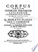 Li quatro libri di versi lirici di Q. Orazio Flacco. L'Epodo, ed il Carme Secolare, e la Poetica