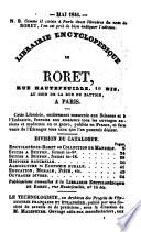 Librarire encyclopédique de Roret, rue Hautefeuille, 10 bis au coin de la rue du Battoir, à Paris