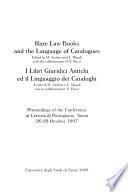 Libri Giuridici Antichi Ed Il Linguaggio Dei Cataloghi