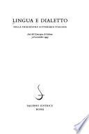 Lingua e dialetto nella tradizione letteraria italiana
