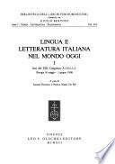 Lingua e letteratura italiana nel mondo oggi