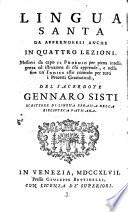 Lingua santa da apprendersi anche in 4 lezioni messovi it proemio per piena intelligenza (etc.)