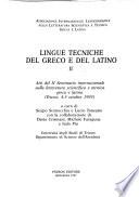 Lingue tecniche del greco e del latino II