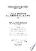 Lingue tecniche del greco e del latino III