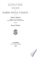 Liriche edite ed inedite di Fazio degli Uberti