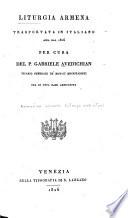 Liturgia armena trasportata in italiano sino dal 1816