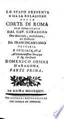 Lo Stato Presente O Sia La Relazione Della Corte Di Roma