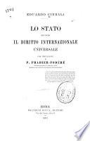 Lo Stato secondo il diritto internazionale universale