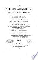 Lo Studio Analitico della Religione Parte II Tomo II