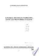 Logique des rôles narratifs dans les proverbes italiens