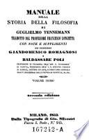 Manuale Della Storia Della Filosofia di Guglielmo Tennemann
