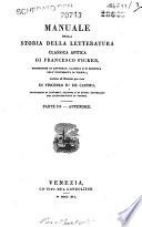 Manuale della storia della letteratura classica antica