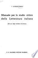 Manuale per lo studio critico della letteratura italiana