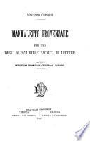 Manualetto provenzale per uso degli alunni delle Facoltà di Lettere