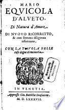 Mario Eqvicola D'Alveto, Di Natura d'Amore