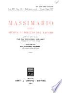 Massimario della rivista di diritto del lavoro