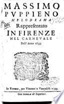 Massimo Puppieno melodrama rappresentato in Firenze nel carnevale dell'anno 1699