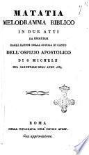 Matatia melodramma biblico in due atti