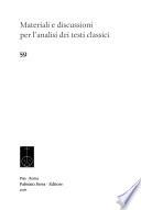 Materiali e discussioni per l'analisi dei testi classici
