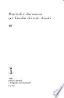 Materiali e discussioni per l'analisi dei testi classici