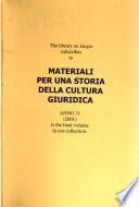 Materiali per una storia della cultura giuridica