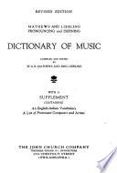 Mathews and Liebling Pronouncing and Defining Dictionary of Music
