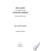 Mélanges À la Mémoire Du Père Anselme Dimier