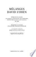 Mélanges David Cohen