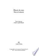 Mémoire des textes, textes de mémoire