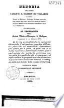 Memoria del signor Carlo F.S. Carron du Villards di Parigi... in risposta al programma della società medico-chirurgica di Bologna pubblicato il 10. febbrajo 1833...