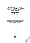 Memoria operaia e nuova composizione di classe