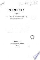 Memoria per la citta di Bari metropoli e primate di Puglia