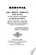 Memoria sul modo e con quale sostanza il baco da seta durante il torpore forma la nuova sua pelle (etc.)