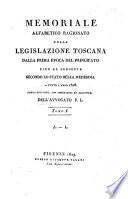 Memoriale alfabetico ragionato della legislazione Toscana