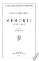 Memorie, 1833-1859