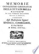 Memorie cronologiche e corografiche della citta di Biella