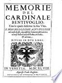 Memorie del Cardinal Bentivoglio