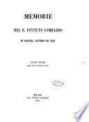 Memorie del R. Istituto lombardo di scienze, lettere ed arti