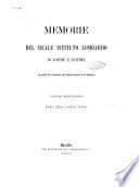 Memorie del Reale Istituto lombardo di scienze e lettere