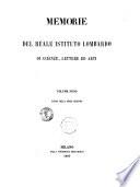 Memorie del Reale Istituto lombardo di scienze, lettere ed arti