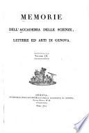 Memorie dell'Accademia delle scienze, lettere ed arti di Genova