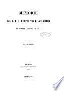 Memorie dell'I.R. Istituto Lombardo di Scienze, Lettere ed Arti