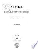 Memorie dell'I.R. Istituto Lombardo di Scienze, Lettere ed Arti