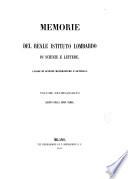 Memorie dell'Istituto lombardo-accademia di scienze e lettere