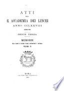 Memorie della Classe di scienze fisiche, matematiche e naturali